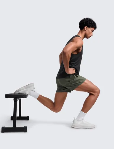 Vista 4 de CRZ YOGA Pantalones cortos de entrenamiento sin forro para hombre de 5 pulgadas, ligeros, de secado rápido, para correr, deportes, atletismo