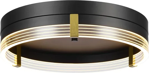 Vista 10 de GLOBE Electric 60309 Lámpara de techo de montaje empotrado de 2 luces, negro mate, acentos de latón antiguo, pantalla de vidrio esmerilado