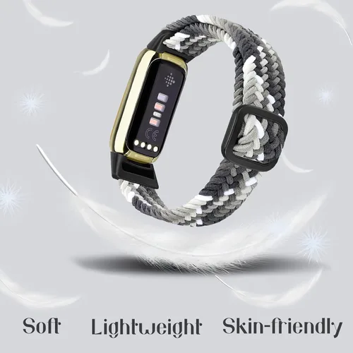 Vista 2 de Paquete de 4 correas deportivas trenzadas elásticas ajustables compatibles con Fitbit Luxe/Luxe Special Edition, correas elásticas de bucle suave