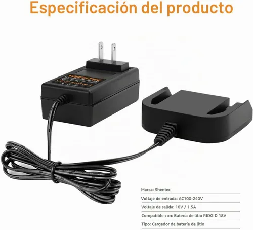 Vista 2 de Shentec Cargador de batería de litio de 18 V compatible con RIDGID R840085