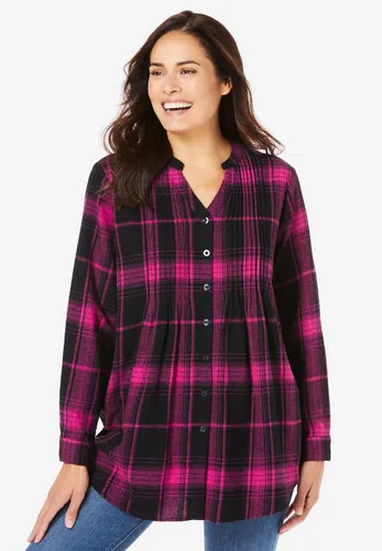 Vista 4 de Camisa de franela Woman Within, con plisado, de gran tamaño, para mujer
