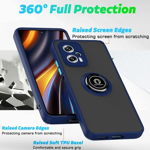 Vista 3 de QUIETIP Funda para Xiaomi Poco X4 GT, TPU + PC duro a prueba de golpes, anillo magnético para montaje en coche, cubierta de parachoques con 2 Negro