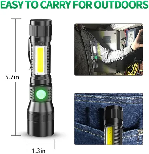Vista 7 de AdamStar Linterna de Luz Negra, Linternas Recargables 3 en 1, Linterna LED Magnética de Luz UV de Alto Lúmenes, Linterna Impermeable de 7 Modos