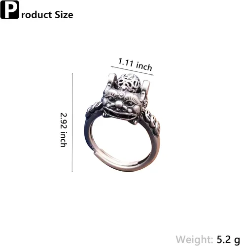 Vista 2 de Anillo ajustable antiguo antiguo de plata de ley 925 de jade natural para mujer, Plata, Jade