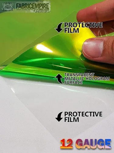 Vista 2 de Tela metálica de calibre 12 transparente con holograma de vinilo de plástico de 38 pulgadas de ancho vendido por The Yard (verde)
