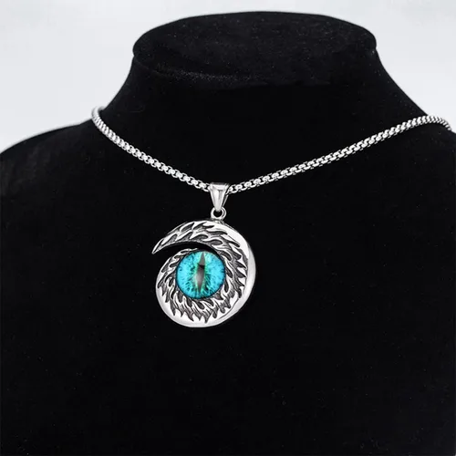 Vista 3 de SILBAZ 316L Stainless Steel Blue Eye Necklace for Men Eye of HorusEvil of EyeHamsa of Hand Eye Pendant Necklace Amulet Jewelry Christmas Gift for