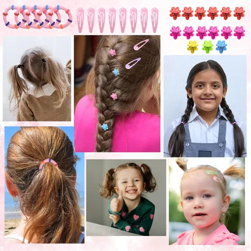 Vista 6 de 780 piezas de bandas elásticas transparentes para el cabello, mini pinzas para el cabello, bandas de goma, kit de lazos para el cabello con caja