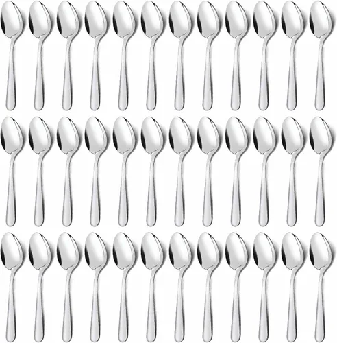 Vista 10 de Unokit - Juego de 24 cucharas de té – Cuchara de acero inoxidable de 6.7 pulgadas, postre, mesa, cucharas de cubiertos solo para el hogar, cocina