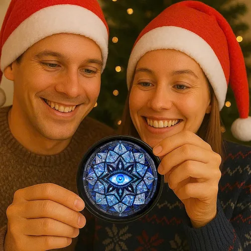 Vista 4 de Adorno de atrapasoles de cristal con diseño de mal de ojo, decoraciones de Navidad, adornos de Navidad para árbol, ideas de regalo de vacaciones