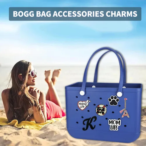 Vista 2 de Dijes para bolsa de Bogg, accesorios decorativos para bolsa de Bogg, dijes de béisbol para bolsa de playa, accesorios de goma para bolsa de playa
