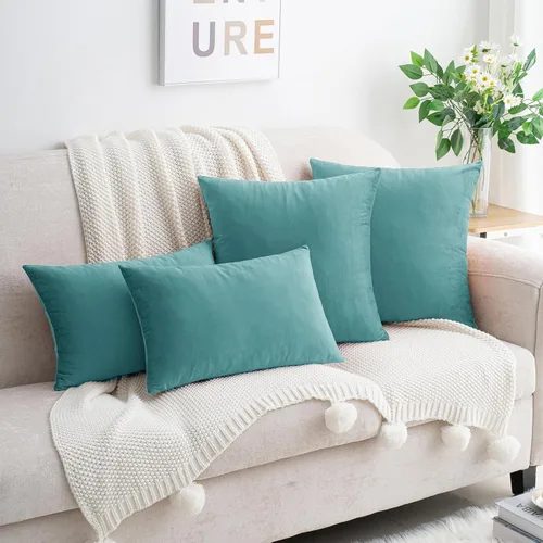 Vista 62 de HWY 50 fundas de almohada decorativas de terciopelo sólido para sofá, sala de estar., Terciopelo, gris, 20x20 pulgadas