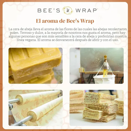 Vista 7 de Bee's Wrap - Envolturas para alimentos de cera de abeja, paquete de 3 grandes, panal de abeja Panal Grande 3 Pack