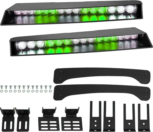 Vista 8 de ASPL Barra de luces para visera de 2 a 15 LED, 29 patrones de destello, interior superior de parabrisas, montaje dividido, luz estroboscópica