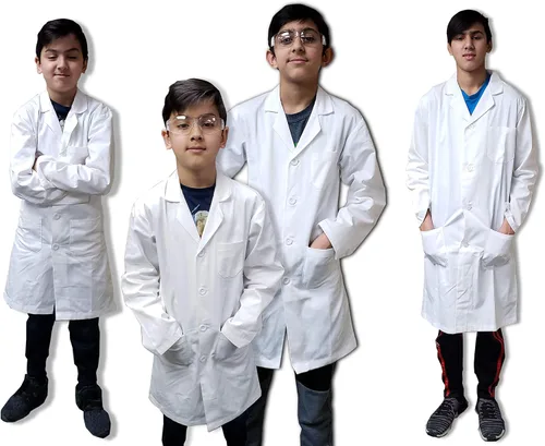Vista 3 de Abrigo de laboratorio blanco para niños DR Uniforms®