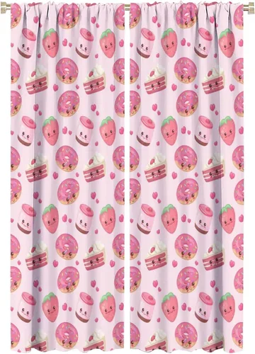 Vista 20 de Cortinas bohemias con diseño de fresas, bonitas cortinas bohemias con bolsillo para barra de fruta, tratamiento de ventana para cocina, sala