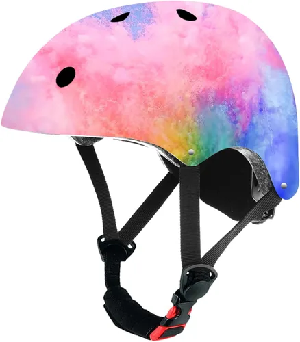 Vista 11 de Casco de bicicleta ajustable con gradiente de color para niños pequeños de 3-5-8-14+ años, niñas y niños. Casco para monopatín y bicicleta