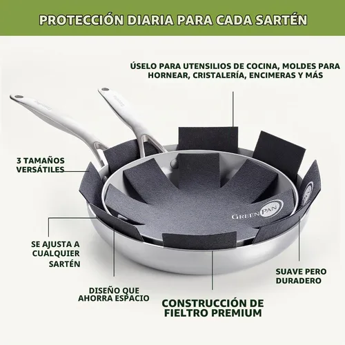 Vista 5 de GreenPan Juego de 3 protectores para sartenes