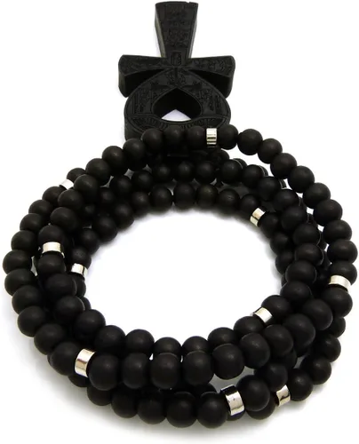 Vista 7 de Fashion 21 Colgante Egipto Key of Life Ankh de 0.315in, 36 pulgadas, collar de cuentas de madera en tono negro, marrón, Madera, N A