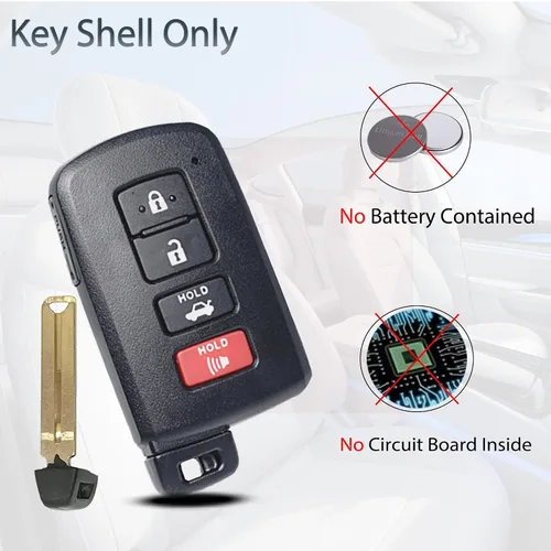 Vista 2 de SUPALAND Carcasa de llavero de repuesto para Toyota Avalon Camry Corolla RAV4 Highlander Sequoia 2011 2012 2013 2014 2015 2016 2017 2018 2019