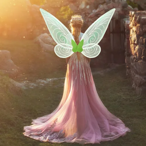Vista 5 de Disfraz de alas de hada de mariposa para mujeres y niñas, disfraz de Halloween, alas de ángel brillantes, juego de rol, recuerdo de fiesta
