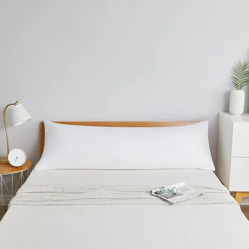 Vista 8 de Acanva Almohada de cuerpo para dormir de lado, extra suave, con funda gris, tamaño 20" x 60", color blanco