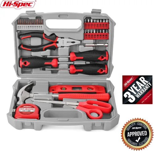 Vista 7 de Hi-Spec Juego de herramientas, kit de herramientas para el hogar rojo y juego de herramientas de inicio para el hogar y la oficina, caja