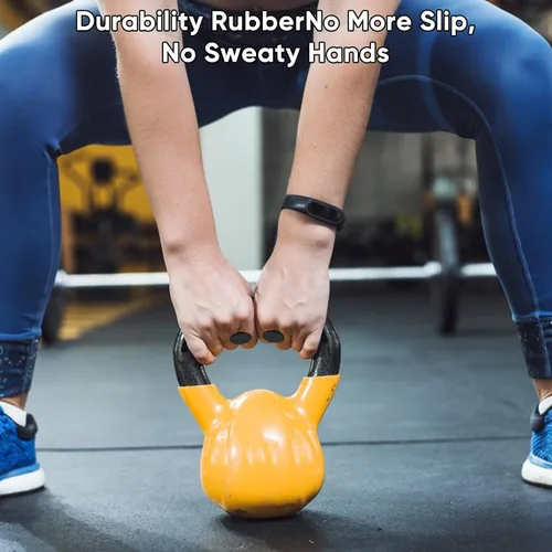 Vista 6 de 4 empuñaduras ergonómicas de goma para levantamiento de pesas, guantes de entrenamiento para hombres y mujeres, almohadillas de agarre de mano