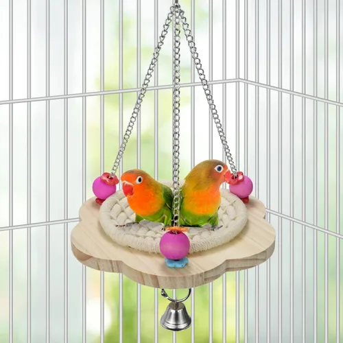 Vista 4 de Wontee Nido de pájaros, loro de cría de loros, columpio colgante para periquitos, periquitos, conures, cacatúas, caique, loro senegal