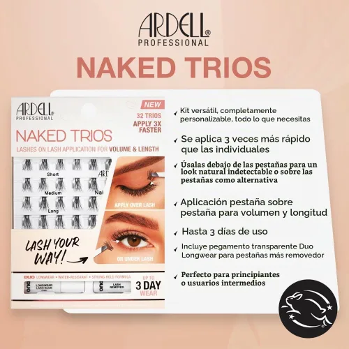 Vista 2 de Ardell Naked Lashes - Kit de tríos de pestañas de aspecto natural con pegamento y removedor de pestañas, extensiones de pestañas para bricolaje, 3