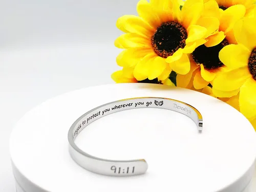 Vista 260 de Pulseras inspiradoras para mujer, joyería de acero inoxidable, con refranes, pulsera motivacional con mensaje oculto, pulseras grabadas para mejor
