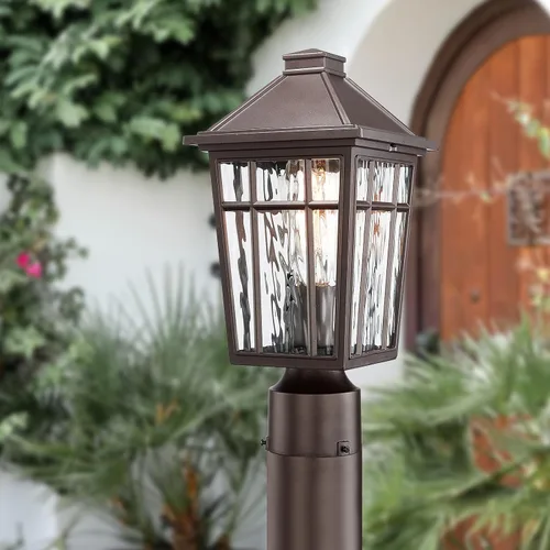 Vista 2 de Darkaway Luces de Poste para Exteriores Accesorio de Luz de Poste de Lámpara, Carcasa de Aluminio Impermeable con Vidrio de Efecto Ondas de Agua