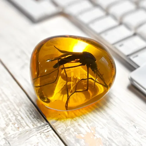 Vista 6 de VEOJEIN Mosquito in Amber Fossil Réplica peso ligero - Ventana antigua del ADN - Reliquia de la era del dinosaurio - Artefacto de resina premium