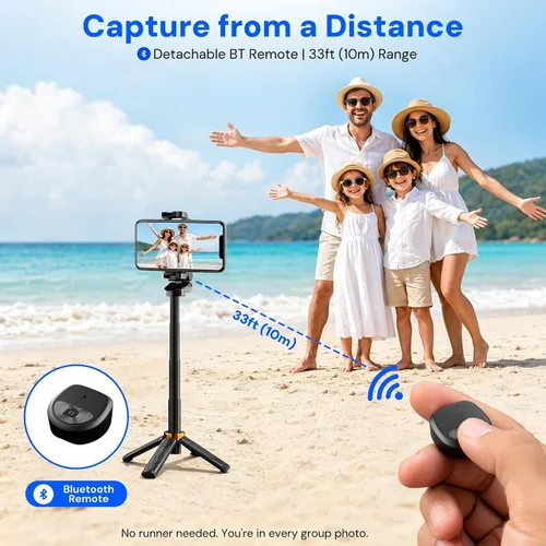 Vista 4 de Mini Selfie Stick Tripod, 4" Pocket-Sized Selfie Stick with Bluetooth Remote, 4-Leg Reinforced Stand, 360° Rotation, 3.8 oz Lightweight for