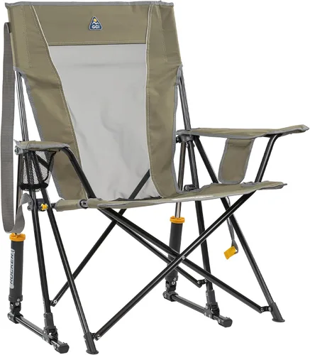 Vista 16 de GCI Outdoor Comfort Pro Mecedora para Acampar Silla mecedora plegable portátil con reposabrazos duraderos y portavasos — Rosado