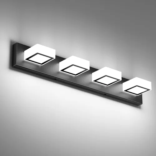 Vista 62 de Ralbay - Luz LED negra para tocador de baño, moderna, atenuable con 5 temperaturas de color, accesorios de iluminación de pared de acrílico negro