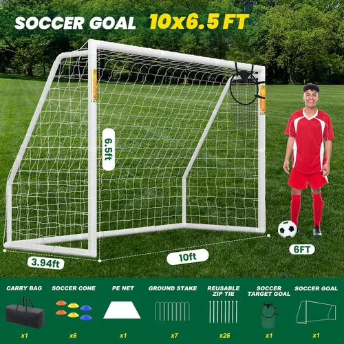 Vista 3 de Soccer Goal - 12x6/10x6/8x6/6x4FT PVC Soccer Goals for Backyard