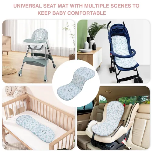 Vista 5 de Cojín para cochecito de bebé, suave Minky punteado e impreso, reversible, universal, transpirable y suave, inserto de asiento de automóvil infantil