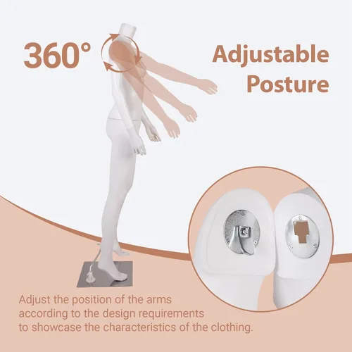 Vista 6 de Kinfant Maniquí femenino sin cabeza, maniquí femenino de cuerpo completo de 64 pulgadas de alto con base de metal estable, brazos