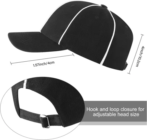 Vista 5 de Geyoga Juego de 4 piezas de camiseta de árbitro para fútbol mundial, juego de disfraz oficial de árbitro, sombrero de fútbol, cordón de silbato