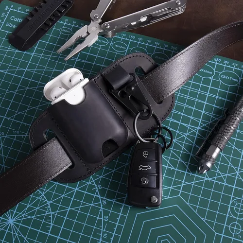 Vista 9 de Gentlestache Funda de cuero para Zippo, Funda de cuero Zippo, Funda de cuero para AirPods, Bolsa más ligera para cinturón Negro