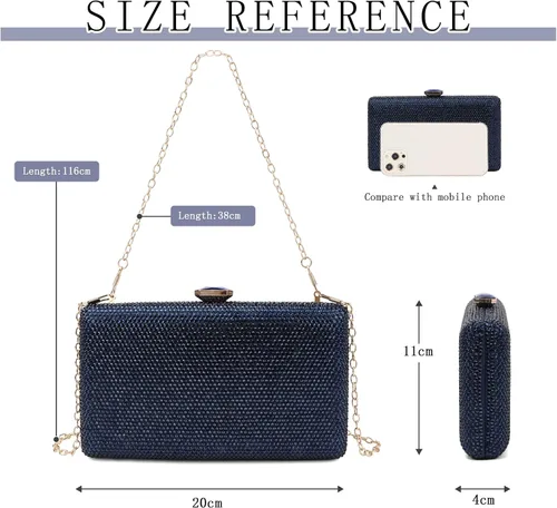 Vista 2 de KUANG! Bolsas de noche de cristal para mujer, bolsa de mano formal para fiesta, bolso de boda con diamantes de imitación, bolso de novia para fiesta