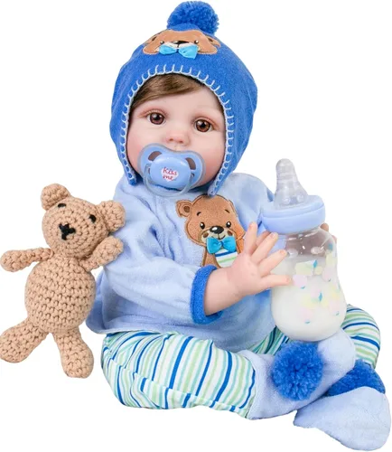 Vista 12 de Aori Muñeca Reborn Baby Boy – 22 pulgadas realista recién nacido – Muñecas de bebé con peso hechas a mano con cuerpo de tela suave para niños de más