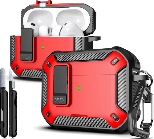 Vista 28 de R-fun Funda de carga compatible con AirPods de 2ª generación 2019, 1ª generación 2016, protección completa contra caídas, tapa desplegable