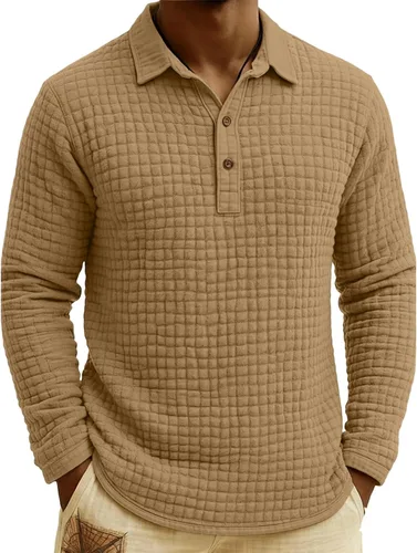 Vista 38 de Polo de punto para hombre, manga larga, ligero, informal, con cuello