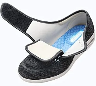 Vista 7 de youyun Zapatos para diabéticos para hombres mayores, anchos para hombres, zapatos para caminar, zapatos de cierre ajustable, transpirables, ligeros