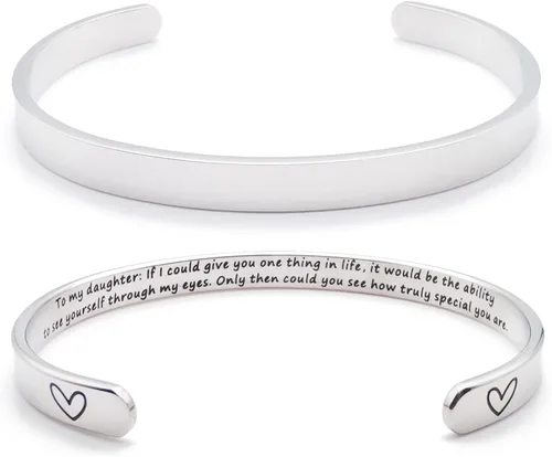Vista 89 de Pulseras inspiradoras para mujer, joyería de acero inoxidable, con refranes, pulsera motivacional con mensaje oculto, pulseras grabadas para mejor