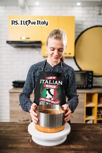 Vista 3 de P.S. I Love Italy Delantal italiano para mujer – Delantal italiano con diseño fresco y lindo para hombres y mujeres