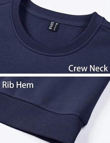 Vista 11 de MAGCOMSEN Sudadera de cuello redondo para hombre de manga larga casual cálida de forro polar