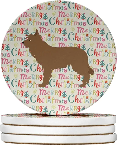Vista 81 de AIDI Atlas Mountain Dog Merry Christmas - Posavasos grandes de piedra arenisca, paquete de 4