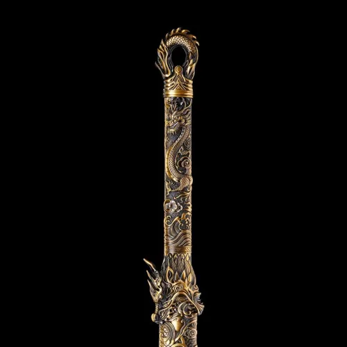 Vista 7 de Hoja de acero al carbono recta hecha a mano con patrón fresco chino Tang Dao Dragon Sword